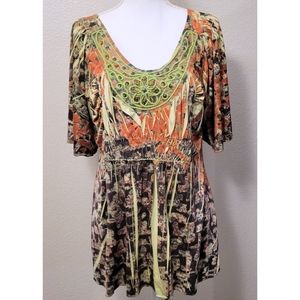 ONE WORLD y2k Embellished Blouse Size Large